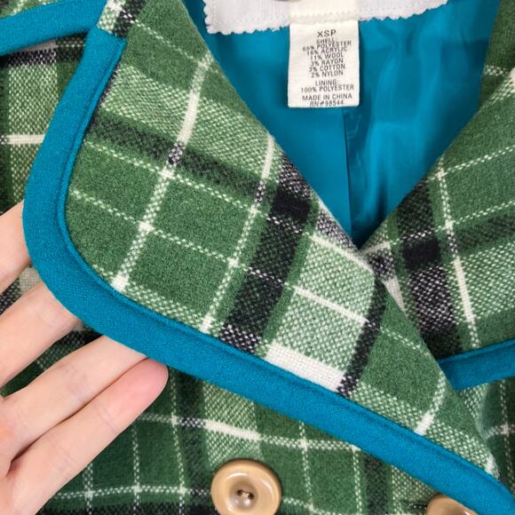 Anthropologie Tabitha Sz XSP Piper Plaid Coat Wool Blend Twee Retro Swing Style - Picture 16 of 16